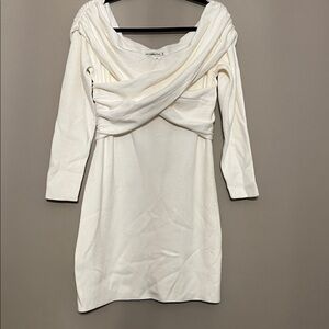A&F off the shoulder white sweater mini sweater dress Womens size XL Abercrombie